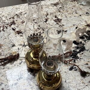Brass Glass Hurricane Lamp - Clear/Brass Home Accent